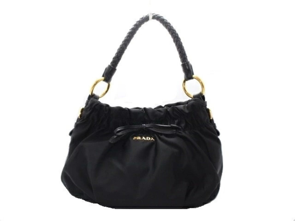 Prada handbag calfskin bag ribbon Black